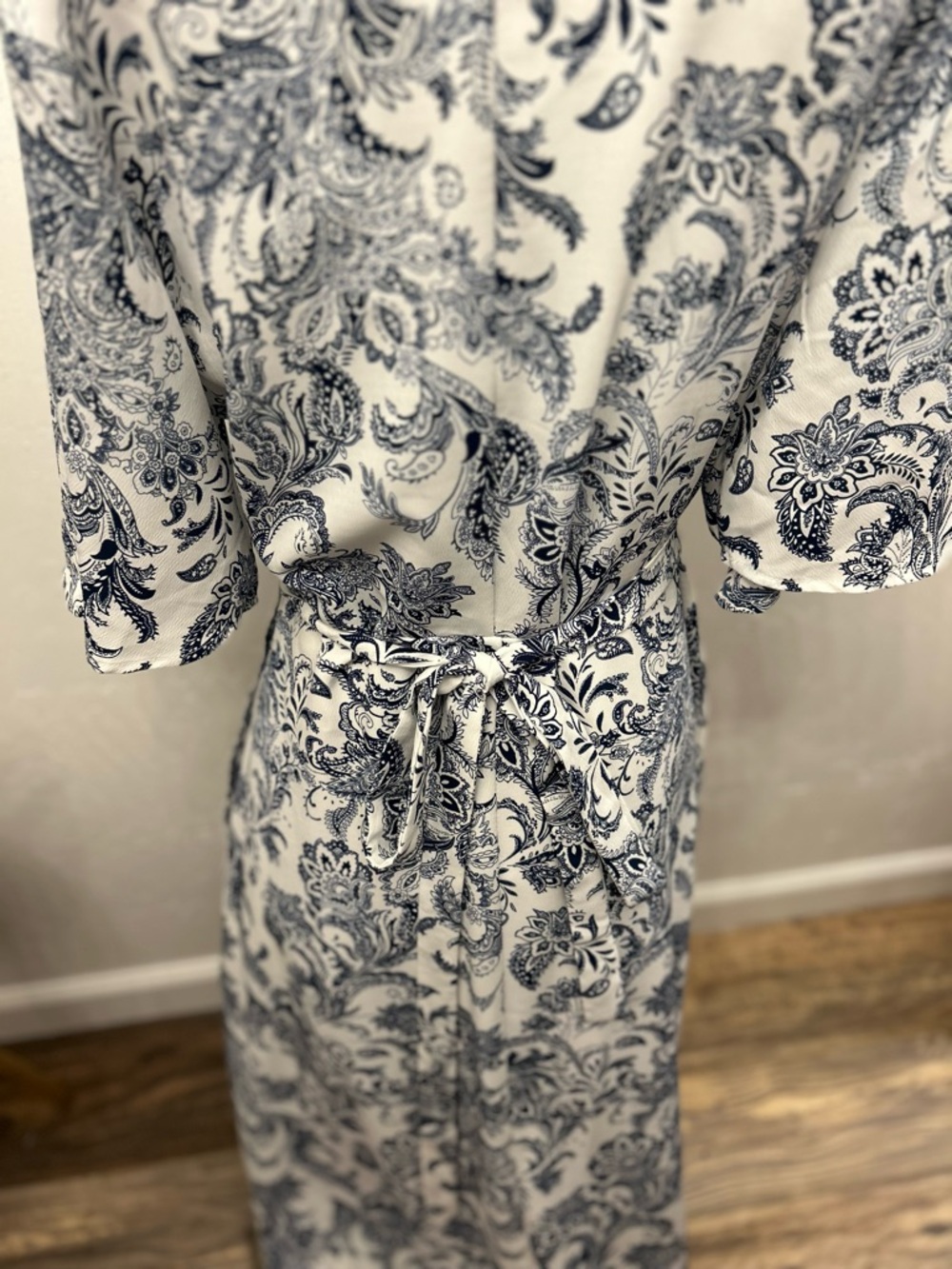 Collection B By Bobeau White and Navy Paisley Midi Dress - Picture 3 of 7
